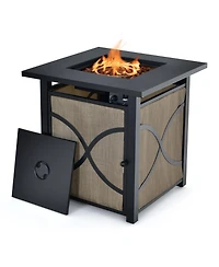 Sugift 25 Inch 40000 Btu Propane Fire Pit Table with Lid and Fire Glass