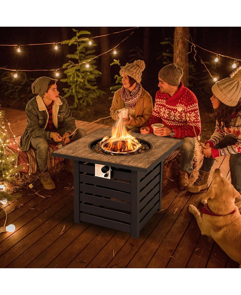 Sugift Square Propane Fire Pit Table with Lava Rocks and Rain Cover