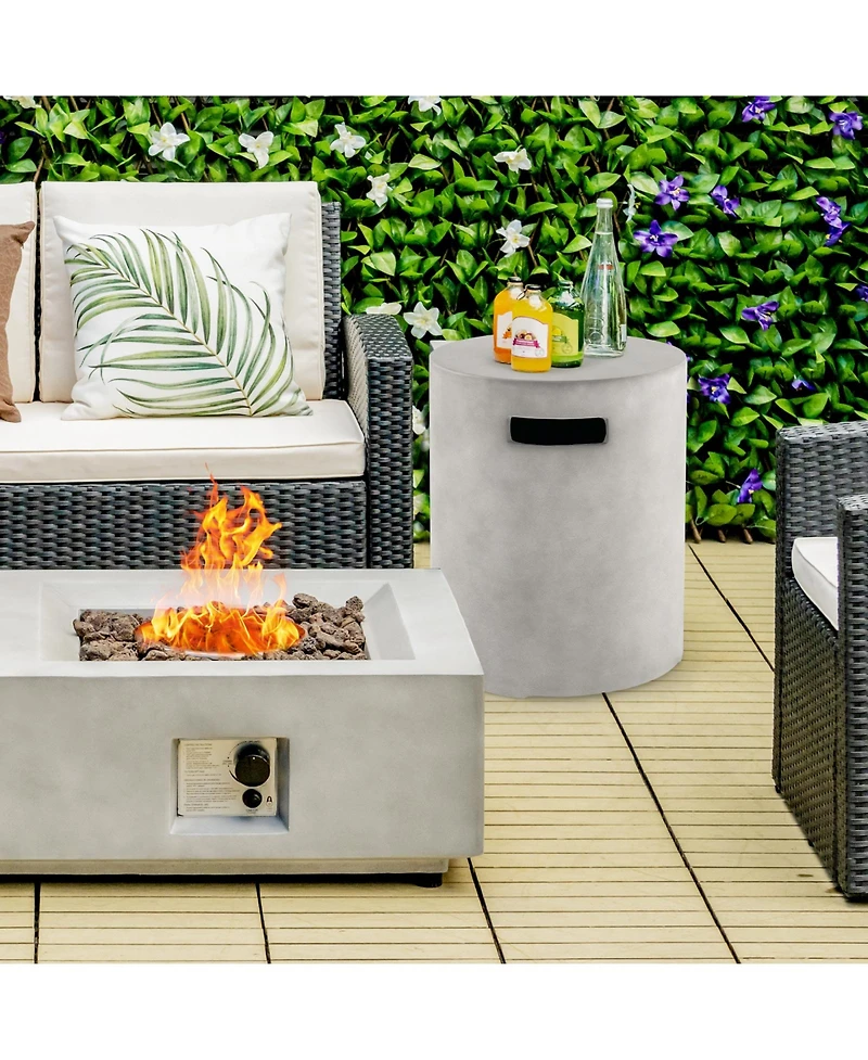 Sugift Outdoor Weather Resistant Tank Hideaway Table Fits Standard 20 Lbs Propane Gas Tank for Fire Pits