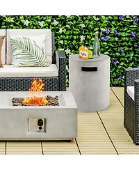 Sugift Outdoor Weather Resistant Tank Hideaway Table Fits Standard 20 Lbs Propane Gas Tank for Fire Pits
