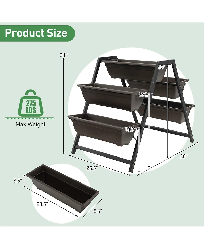 Sugift 3-Tier Vertical Raised Garden Bed with 5 Plant Boxes