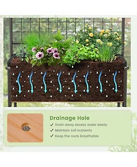 Sugift Raised Garden Bed with Trellis 2-tier Storage Shelves-Natural