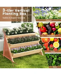 Sugift 3-Tier Garden Bed with Storage Shelf 2 Hanging Hooks and 3 Bed Liners