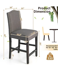 Skonyon 25 Inch Set of 2 Upholstered Counter Height Bar Stools with Rubber Wood Legs