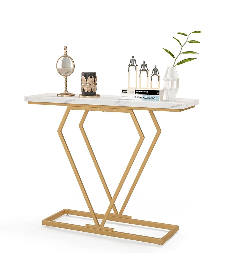 Sugift Console Table Modern Entryway Table with Durable Black Metal Frame