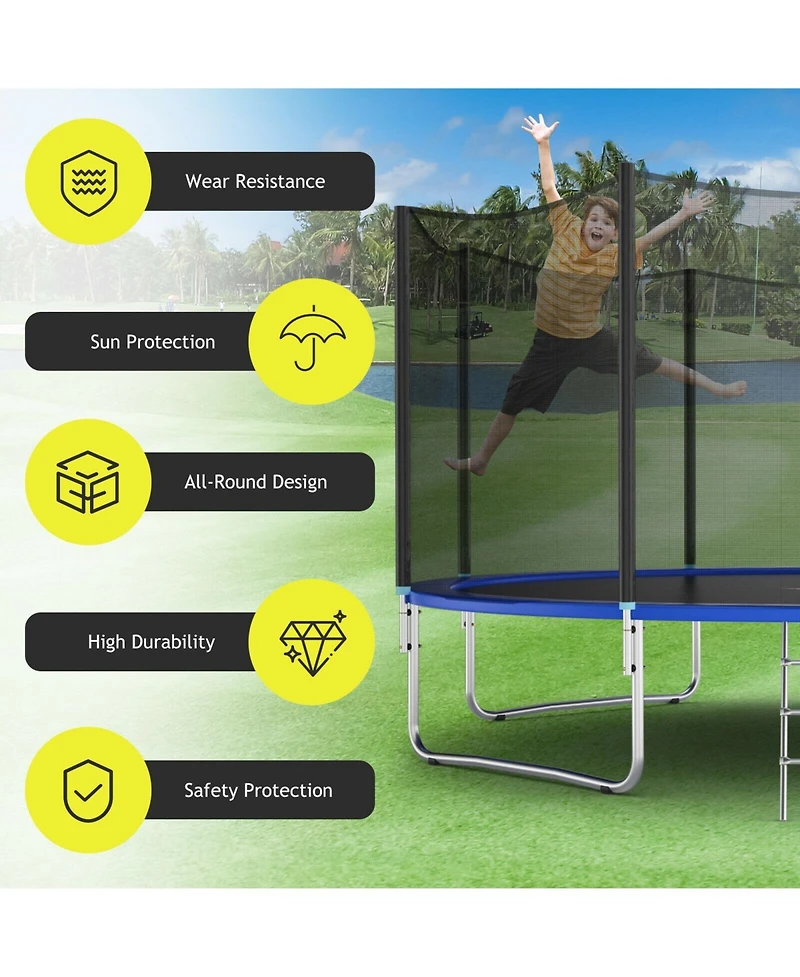 15 Ft Trampoline Safety Replacement Protection Enclosure Net