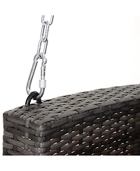 2-Person Wicker Swing Bench with Cushions