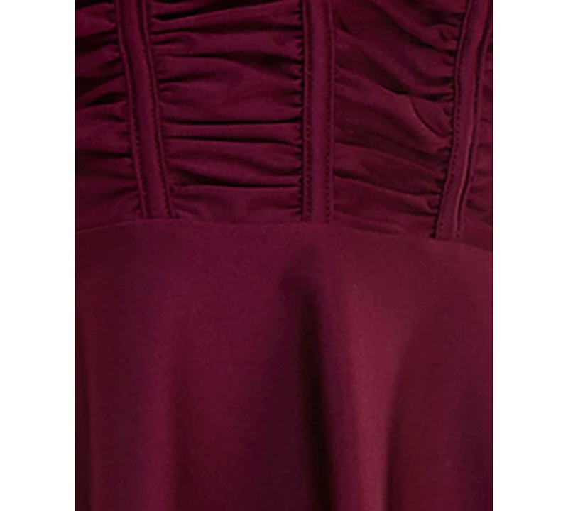 Emerald Sundae Juniors' Ruched Sleeveless Fit & Flare Dress