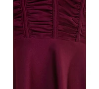 Emerald Sundae Juniors' Ruched Sleeveless Fit & Flare Dress