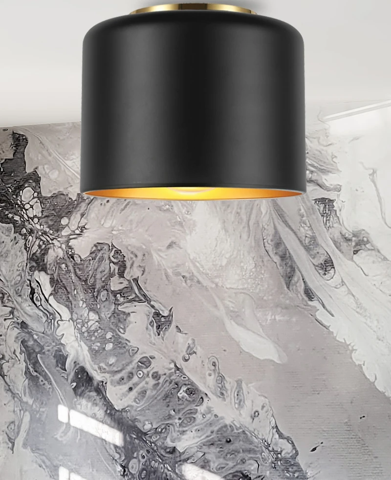 Dainolite 6" Metal Emilia Flush Mount with Gold-Tone Shade