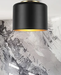 Dainolite 6" Metal Emilia Flush Mount with Gold-Tone Shade