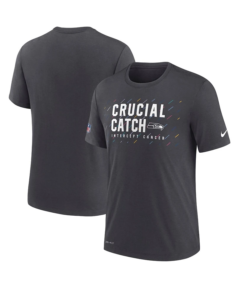 Nike Men's Charcoal Seattle Seahawks Nfl Crucial Catch Performance T-Shirt
