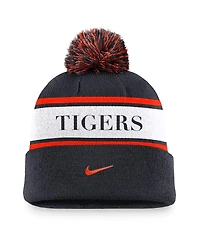 Nike Men's Navy Detroit Tigers Team Stripe Peak Cuffed Knit Hat with Pom