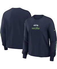 Nike Women's College Navy Seattle Seahawks Boxy Long Sleeve T-Shirt
