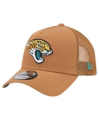 New Era Men's Brown Jacksonville Jaguars Color Pack A-Frame Trucker 9FORTY Adjustable Hat