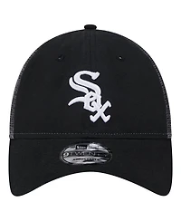New Era Men's Black Chicago White Sox Team Slick Trucker 9TWENTY Adjustable Hat
