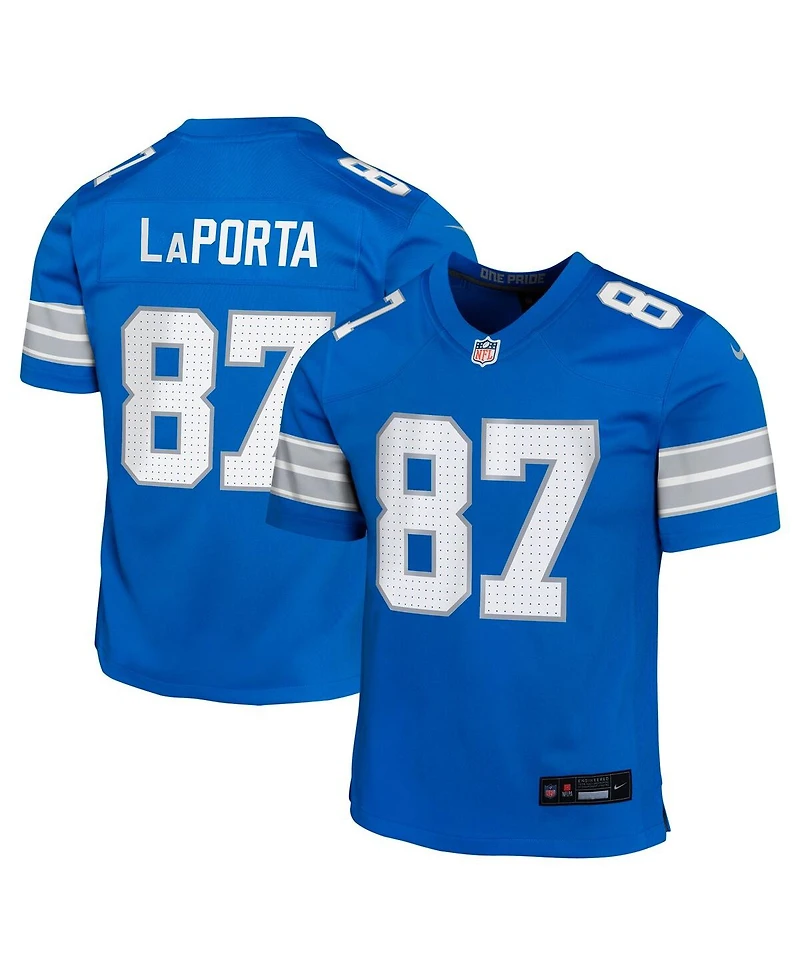Nike Big Boys and Girls Sam LaPorta Blue Detroit Lions Team Player Game Jersey