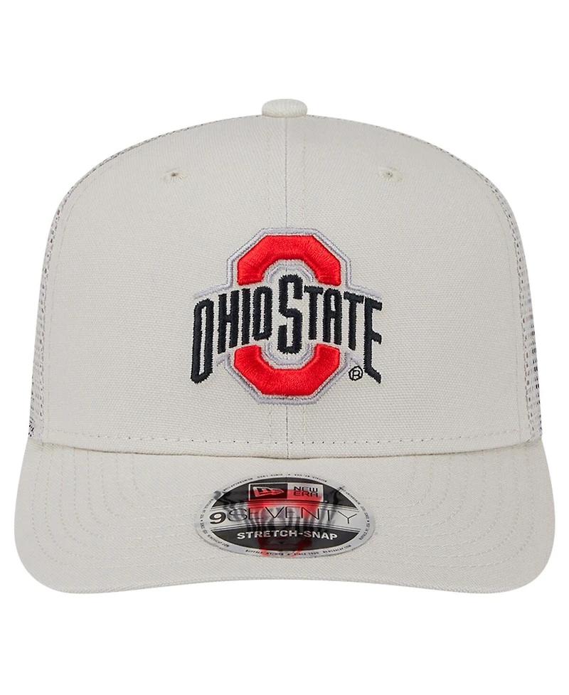 New Era Men's Stone Ohio State Buckeyes Canvas 9SEVENTY Stretch-Snap Hat