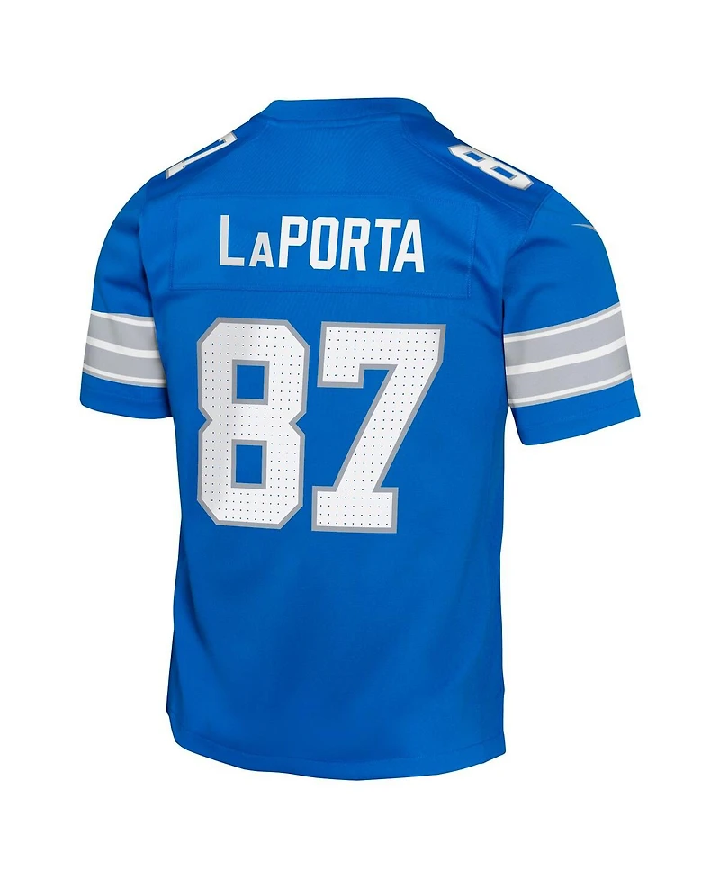 Nike Big Boys and Girls Sam LaPorta Blue Detroit Lions Team Player Game Jersey