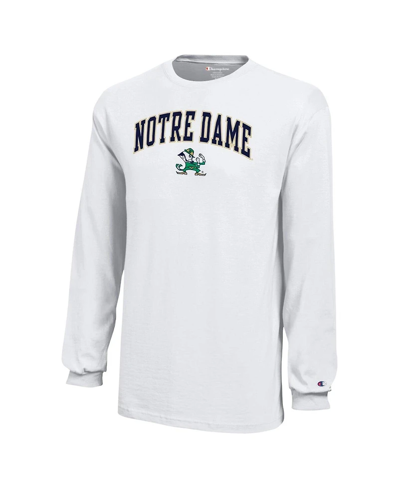 Champion Big Boys and Girls White Notre Dame Fighting Irish Arch Over Logo Long Sleeve T-Shirt