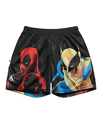 Chalk Line Men's Black Deadpool Wolverine Color Pop Retro Shorts
