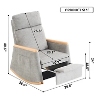 Comfortable Upholstered Rocking Chair with Solid Wood Base