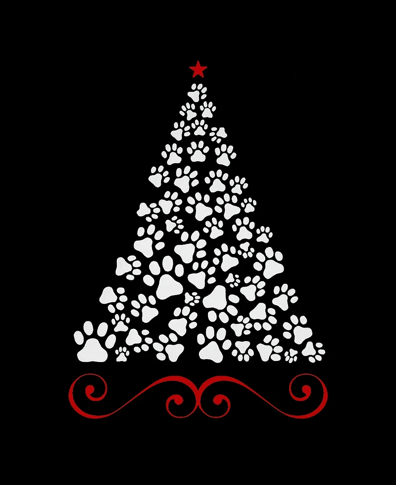 La Pop Art Men's Paw Christmas Tree Raglan Baseball Word T-Shirt