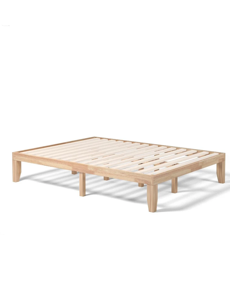Gymax 14'' Queen Size Wooden Platform Bed Frame w/ Strong Slat Support Natural