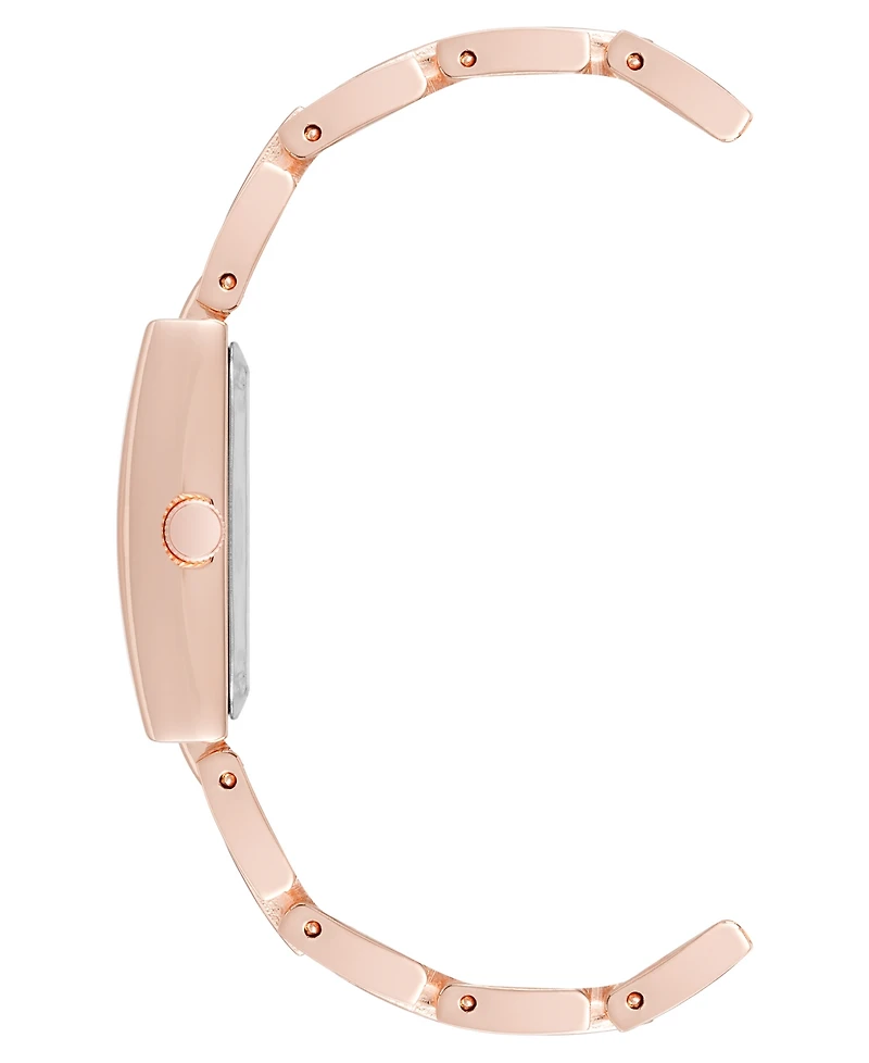 Anne Klein Women's Quartz Modern Rectangular Blush Enamel and Rose Gold-Tone Alloy Metal Watch, 21.5mm
