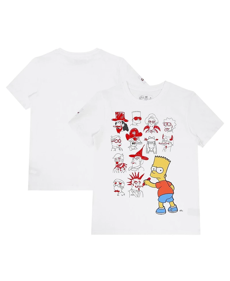 Freeze Max Big Boys and Girls White The Simpsons School Doodles T-Shirt