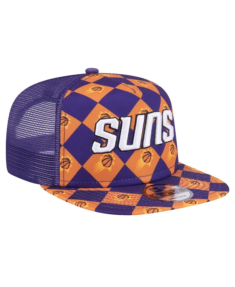 New Era Men's Purple Phoenix Suns Seeing Diamonds A-Frame Trucker 9FIFTY Snapback Hat