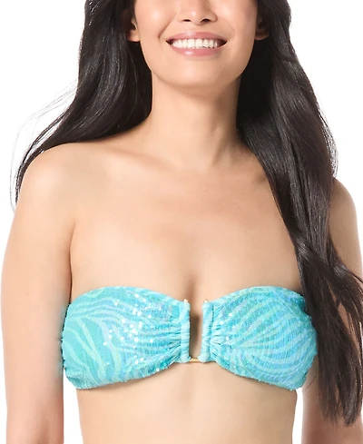Vince Camuto Women's Sequin Printed Bandeau Bikini Top