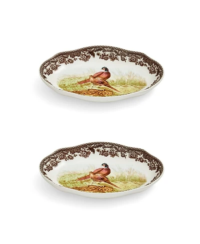 Spode Woodland Pheasant Pickle Dish, Set of 2