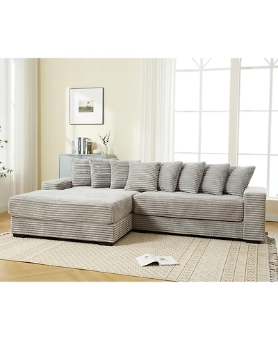 Streamdale Furniture Oversized, Cozy L-Shaped Sofa with Armrests and Throw Pillows