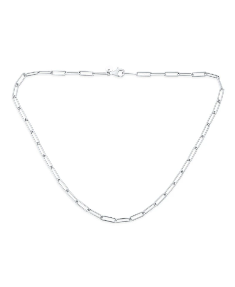 Bling Jewelry Solid Strong Sterling Silver Rounded Link 3.5mm Chain Necklace