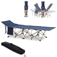 Folding Camping Cot: 330 lbs. Capacity, Blue