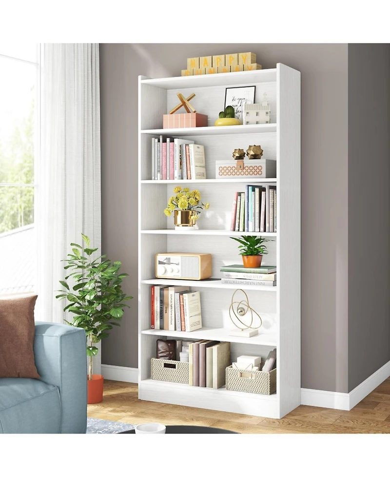 Tribesigns 78-inch Tall Bookcase, Modern 7-Tier White Library Bookshelf with Storage Shelves, Large Open Bookcases Wood Display Shelving Unit