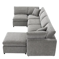 Streamdale Furniture Modern Modular 6-Seat Cloud Sofa Bed with Ottoman