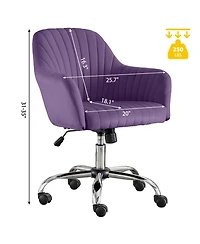 Streamdale Modern Velvet Accent Chair with Adjustable Height and Casters