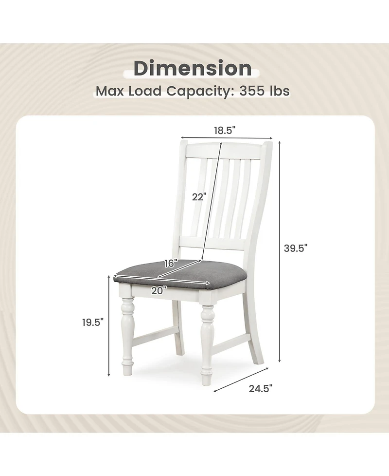Skonyon Set of 2 Dining Chairs Kitchen Side Chair with Solid Wood Legs-White
