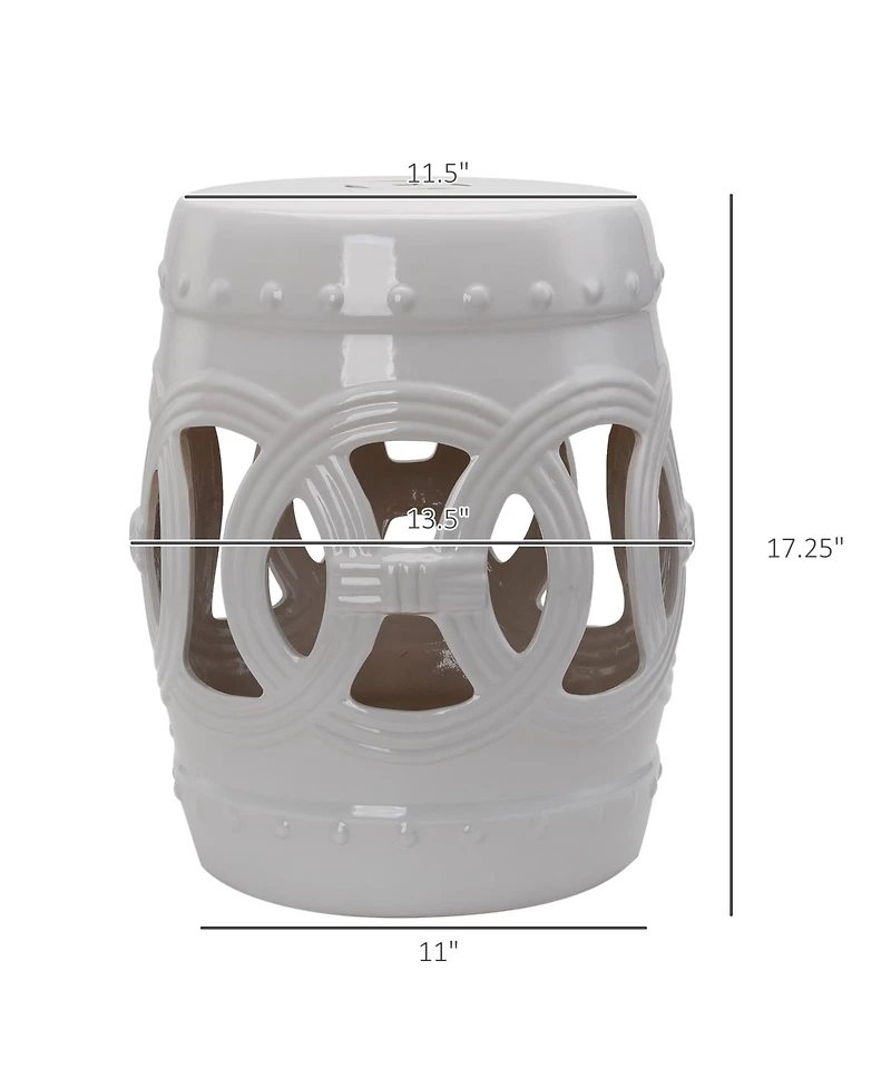 14" Ceramic Garden Stool: Knotted Ring Design