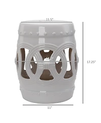 14" Ceramic Garden Stool: Knotted Ring Design