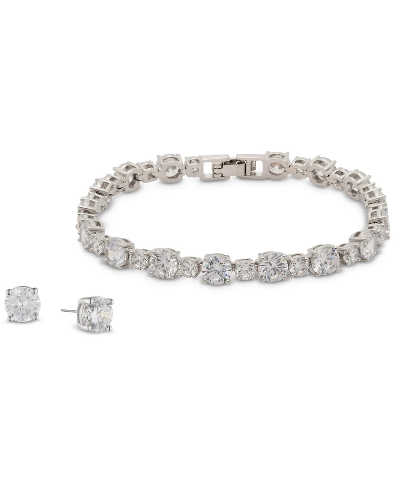 Givenchy Cubic Zirconia Tennis Bracelet & Stud Earrings Set