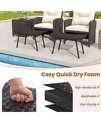 All Weather Outdoor Ottomans Set Patio Footrest Seats Set with Sturdy Metal Legs -Brown