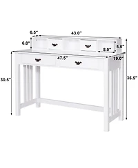 Skonyon Home Office Writing Desk with 4 Drawer Computer Study Table