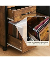 Skonyon 2 Drawer Mobile File Cabinet Printer Stand with Open Shelf for Letter Size-Rustic Brown