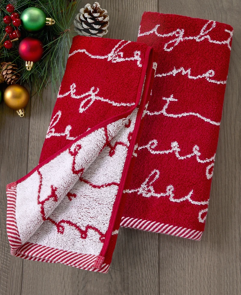 Skl Home Merry and Bright Jacquard Cotton 2-Pc Hand Towel Set, 16" x 25"