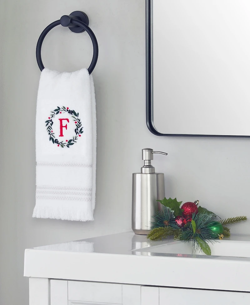 Skl Home Wreath Monogram Cotton Hand Towel, 16" x 26"