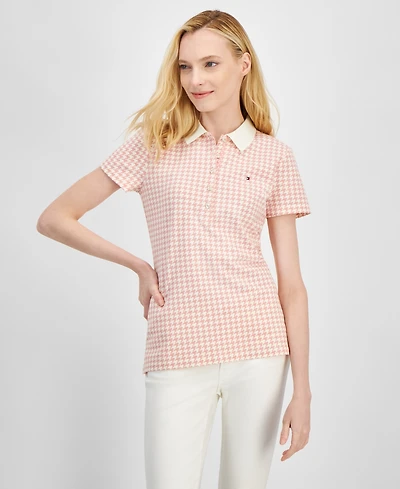Tommy Hilfiger Women's Printed Quarter-Button Polo Top