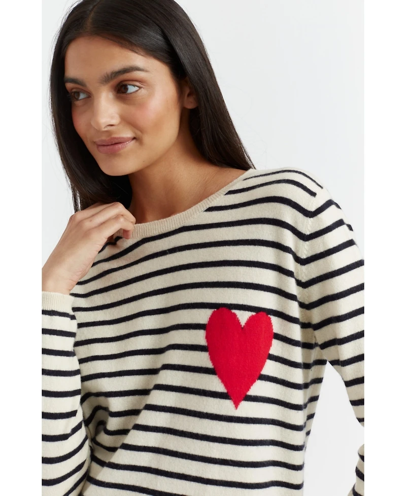 Chinti & Parker Women's Breton Heart Wool Cashmere Sweater